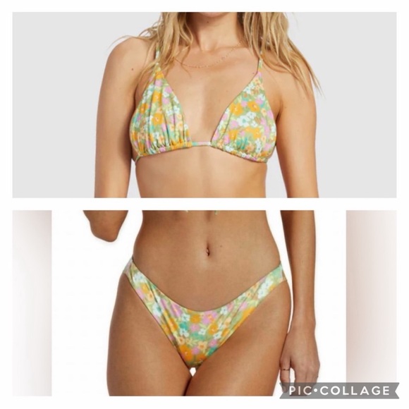 Billabong On The Bright Side Tall Triangle Bikini Top & Bikini Bottom S
